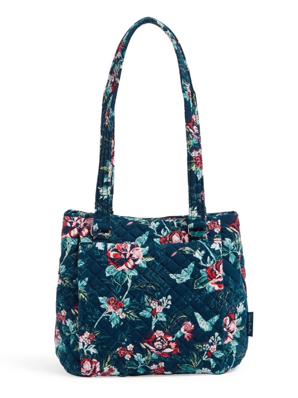 Vera Bradley Quilted Floral Tote in Teal and Pink